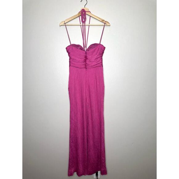 Alexis Jada Jumpsuit Halter Neck Flare Leg Pink Size XS Crepe Fabric - Picture 7 of 12